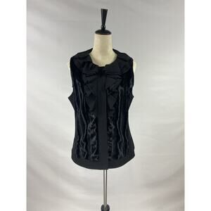 Alfani Vest Black Medium Faux Fur Ruffled Snap Front
